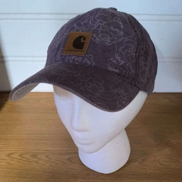 Carhartt Purple Floral-Print Baseball Cap with Leather Logo Patch - Picture 1 of 3